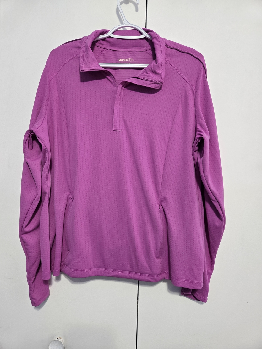 Mondetta Performance Luxury 1/4 Zip Pullover XL Pink Thumb Hole‎ Athletic Top